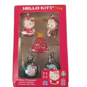 Sanrio Hello Kitty Set of 5 Mini Holiday Ornaments in Original Box 2010s